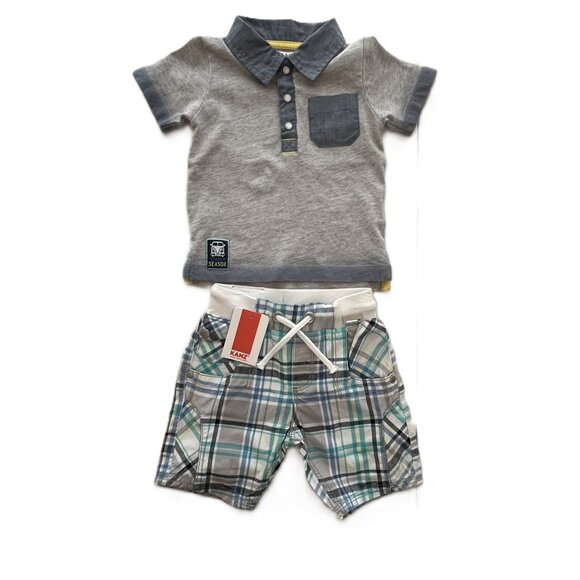 KANZ Baby Boy Cotton Short Set Size 6M, Beach Summer Preppy Handsome - Picture 1 of 16